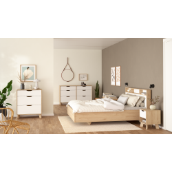 Estate kommode i hvid egelook 78 cm med 3 skuffer