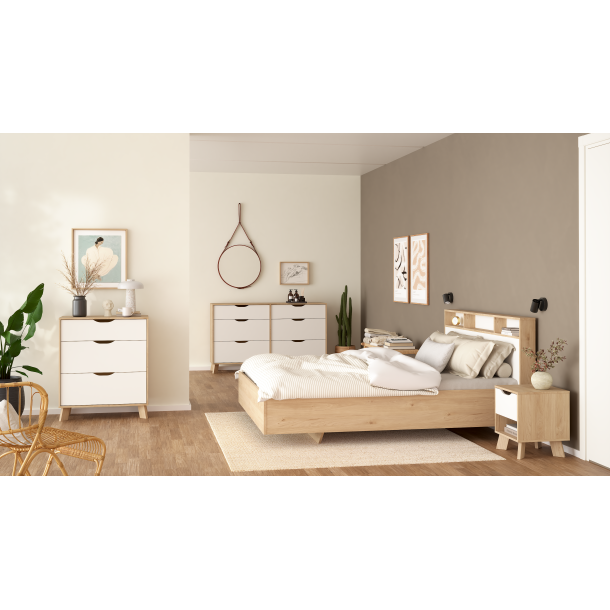 Estate kommode i hvid egelook 78 cm med 3 skuffer