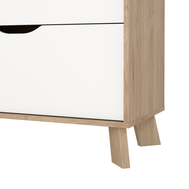 Estate kommode i hvid egelook 78 cm med 3 skuffer