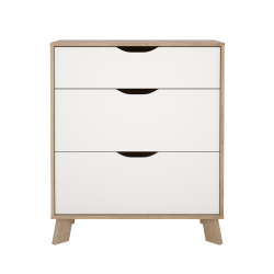 Estate kommode i hvid egelook 78 cm med 3 skuffer