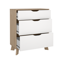 Estate kommode i hvid egelook 78 cm med 3 skuffer
