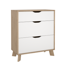 Estate kommode i hvid egelook 78 cm med 3 skuffer