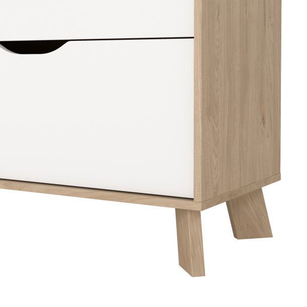  Estate kommode i hvid egelook 156 cm med 6 skuffer