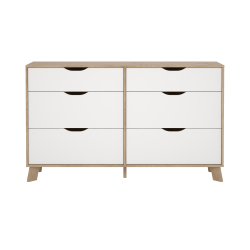  Estate kommode i hvid egelook 156 cm med 6 skuffer