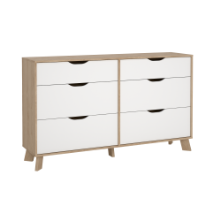  Estate kommode i hvid egelook 156 cm med 6 skuffer