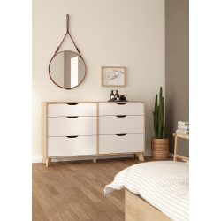  Estate kommode i hvid egelook 156 cm med 6 skuffer