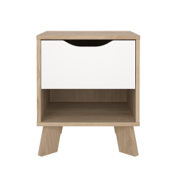 Estate natbord i hvid egelook med 1 skuffe