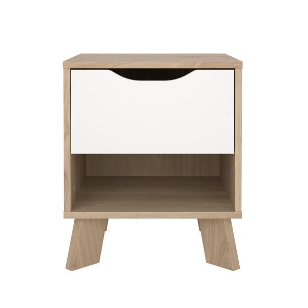 Estate natbord i hvid egelook med 1 skuffe
