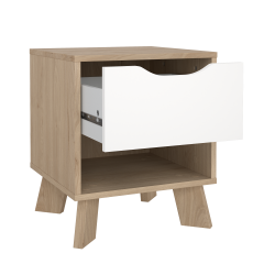 Estate natbord i hvid egelook med 1 skuffe