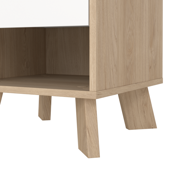 Estate natbord i hvid egelook med 1 skuffe