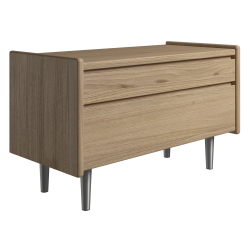 Krone sengebord i olieret egefiner 80 cm bred med 2 skuffer  - Dansk produceret.