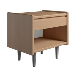 Krone sengebord 50 cm bred i bgefiner med 1 skuffe og 1 rum  - Dansk produceret.