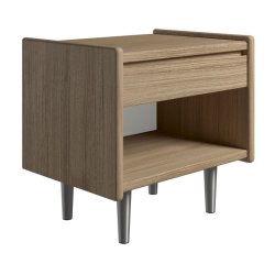 Krone sengebord 50 cm bred i olieret egefiner med 1 skuffe og 1 rum  - Dansk produceret.