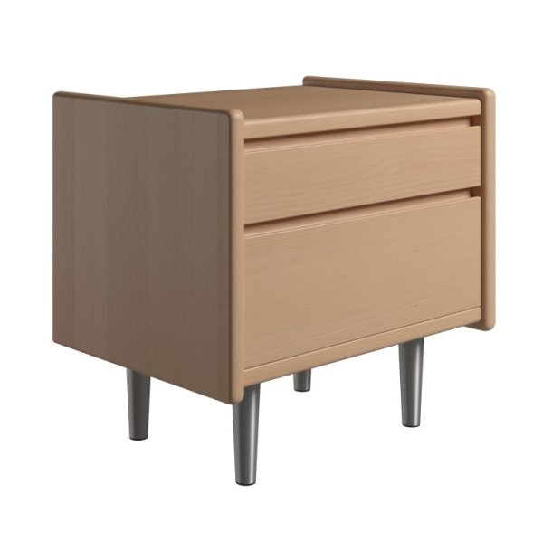 Krone sengebord 50 cm bred i bgefiner med 2 skuffer  - Dansk produceret.