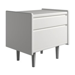 Krone sengebord 50 cm bred hvid lakeret med 2 skuffer  - Dansk produceret.