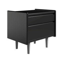 Krone sengebord 50 cm bred sort lakeret med 2 skuffer  - Dansk produceret.