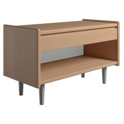 Krone sengebord i bgefiner 80 cm bred med 1 skuffe og 1 rum  - Dansk produceret.