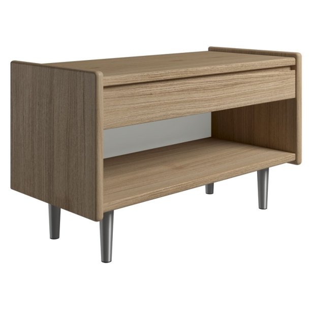 Krone sengebord i olieret egefiner 80 cm bred  med 1 skuffe og 1 rum  - Dansk produceret.