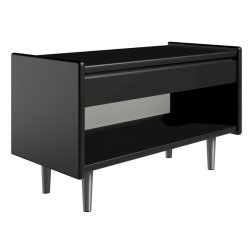 Krone sengebord sort lakeret 80 cm bred  med 1 skuffe og 1 rum  - Dansk produceret.