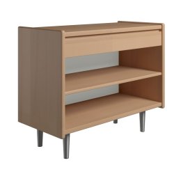 Krone 80 cm bredt sengebord i bgefiner med 1 skuffe og 1 hylde  - Dansk produceret.