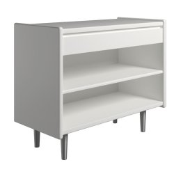 Krone 80 cm bredt hvidlakeret sengebord  med 1 skuffe og 1 hylde  - Dansk produceret.