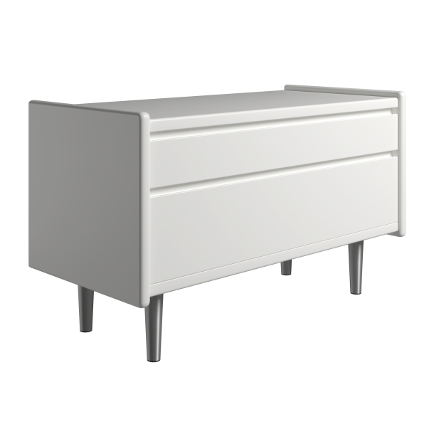 Krone sengebord hvid lakeret 80 cm bred med 2 skuffer  - Dansk produceret.