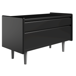 Krone sengebord sort lakeret 80 cm bred med 2 skuffer  - Dansk produceret.