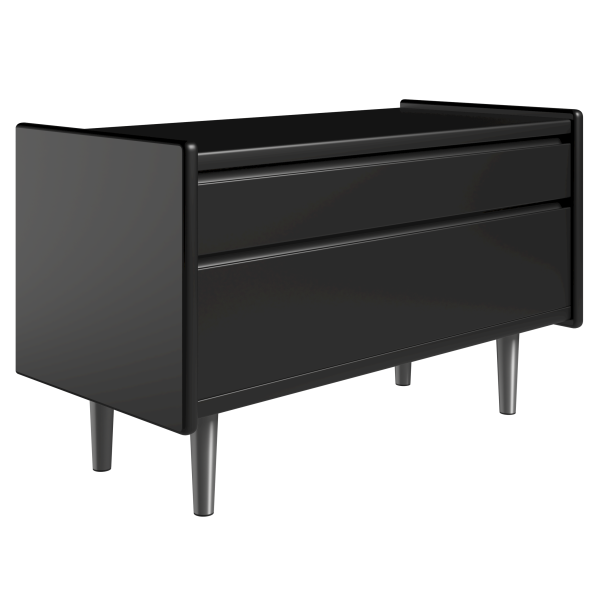 Krone sengebord sort lakeret 80 cm bred med 2 skuffer  - Dansk produceret.
