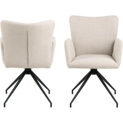  Sofie spisebordsstol med armln og drejefod i lys beige mbelstof