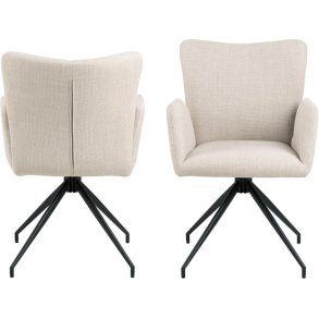  Sofie spisebordsstol med armln og drejefod i lys beige mbelstof