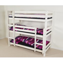 3 etage, kjeseng hvidpigmenteret, 90 cm bred inkl. lamelbunde