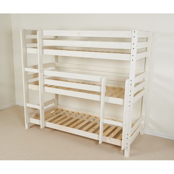 3 etage, kjeseng hvidpigmenteret, 90 cm bred inkl. lamelbunde